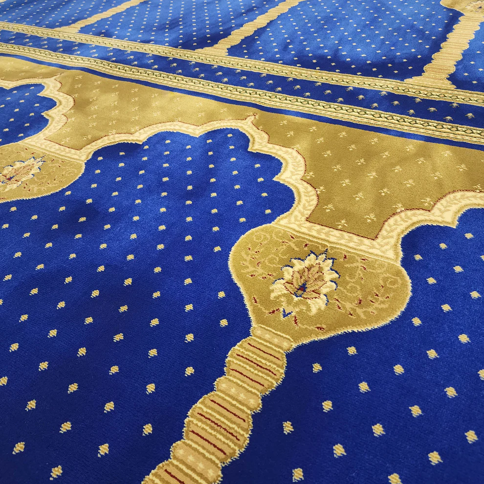 Elegant Royal Blue with Gold Mosque Carpet - Image 2