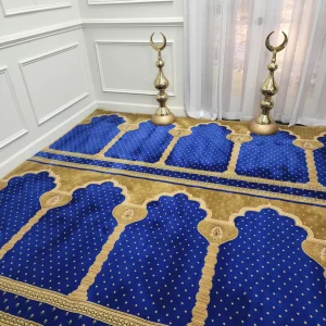 Elegant Royal Blue with Gold Mosque Carpet