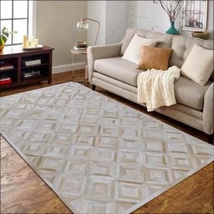 Genuine Leather Zig Zag Area Rug