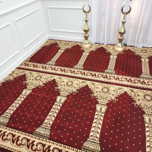 Graceful Red & Gold Mosque Carpet