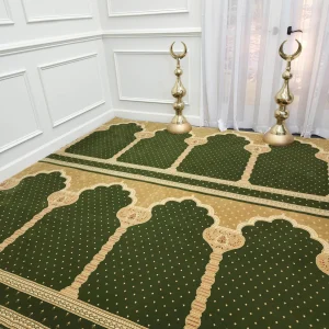 Luxury Olive Green with Gold Masjid Carpet