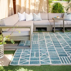 Outdoor Matte Turquoise Zigzag Mats