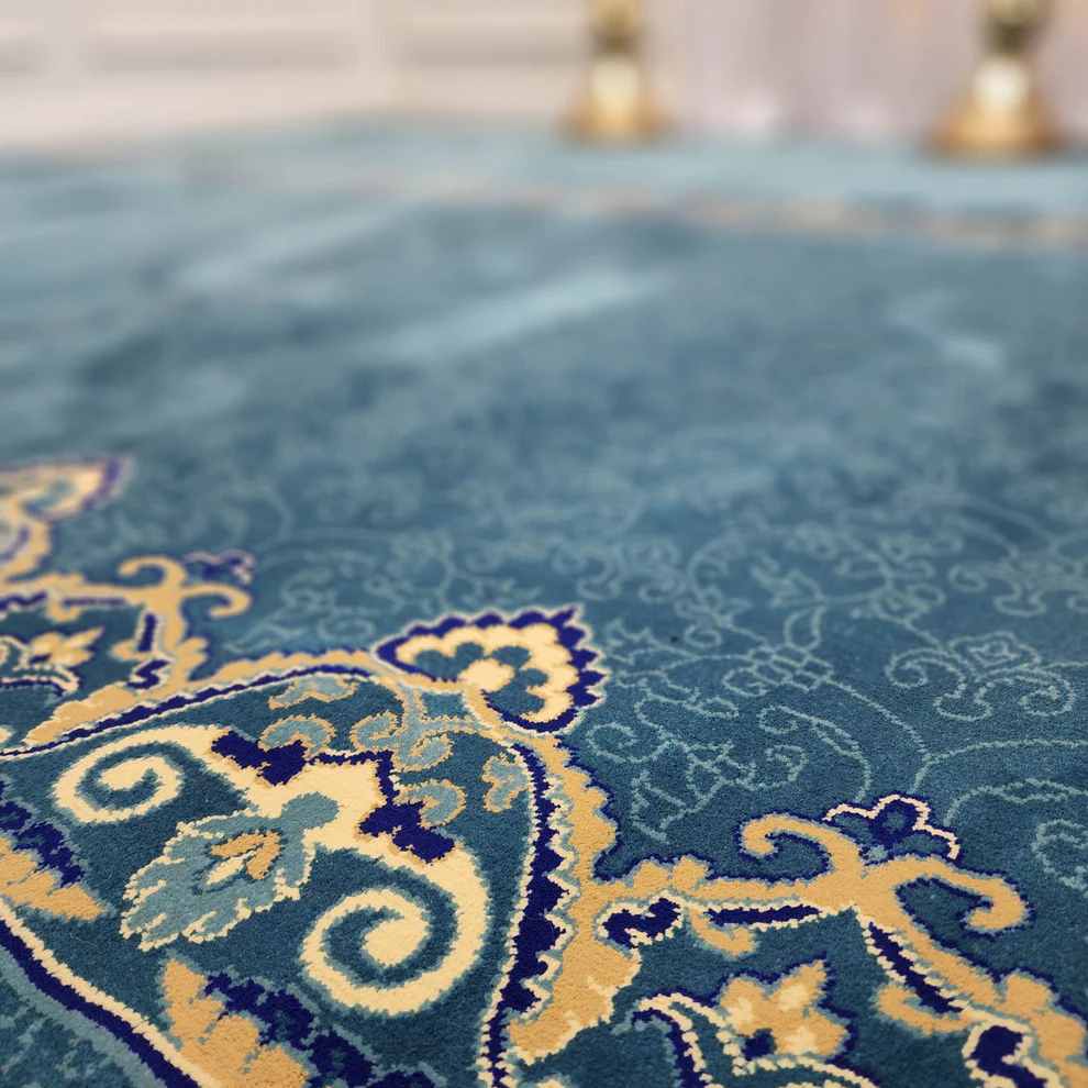 Sky Blue Luxury Mosque Carpet - Image 2