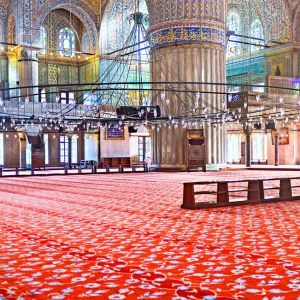 Elegant Red Floral Mosque Carpet