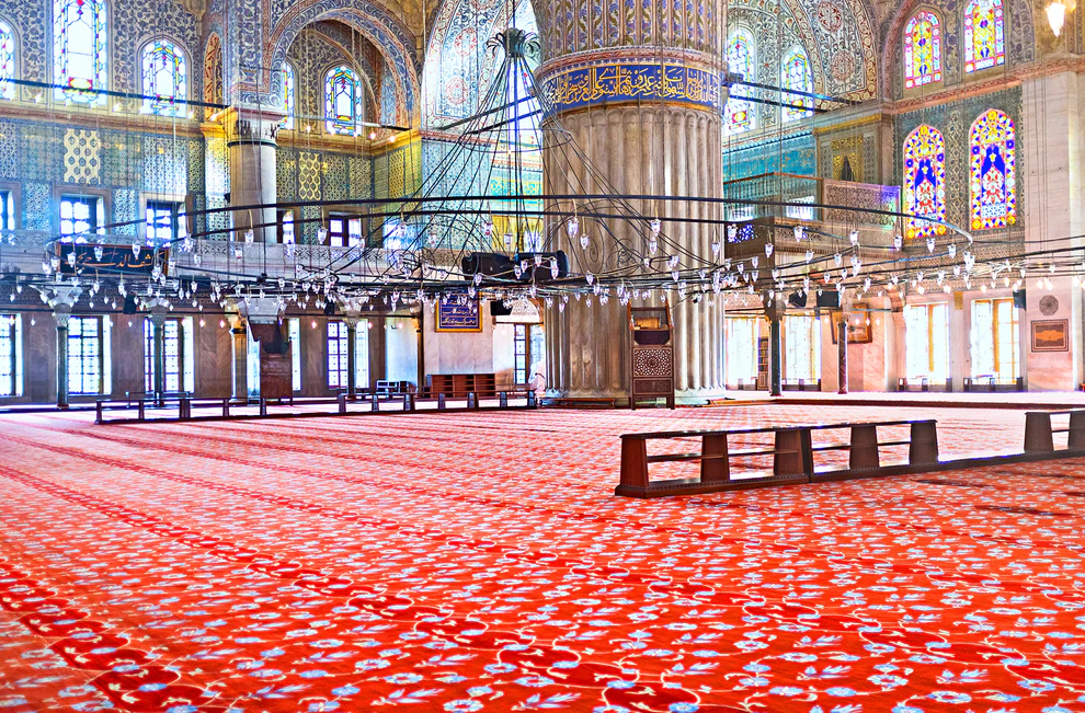 Elegant Red Floral Mosque Carpet