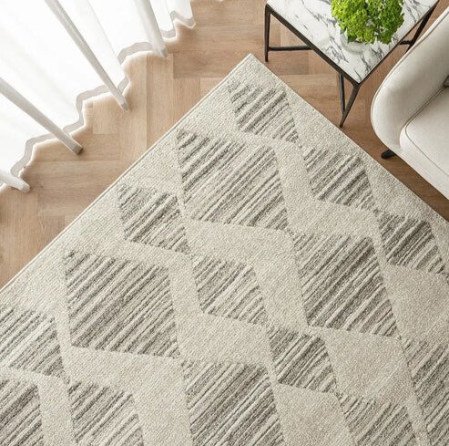 Zigzag Diamond Striped Cream Carpet - Image 2