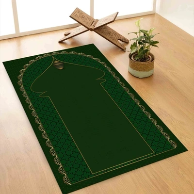 Green Bordered Vintage Turkish Prayer Rug